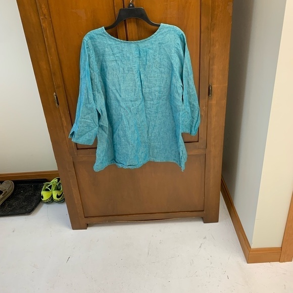 COPY - Harper Greer 💯 linen tunic top shirt blouse XXS 21 in pit length 26in - Picture 2 of 4